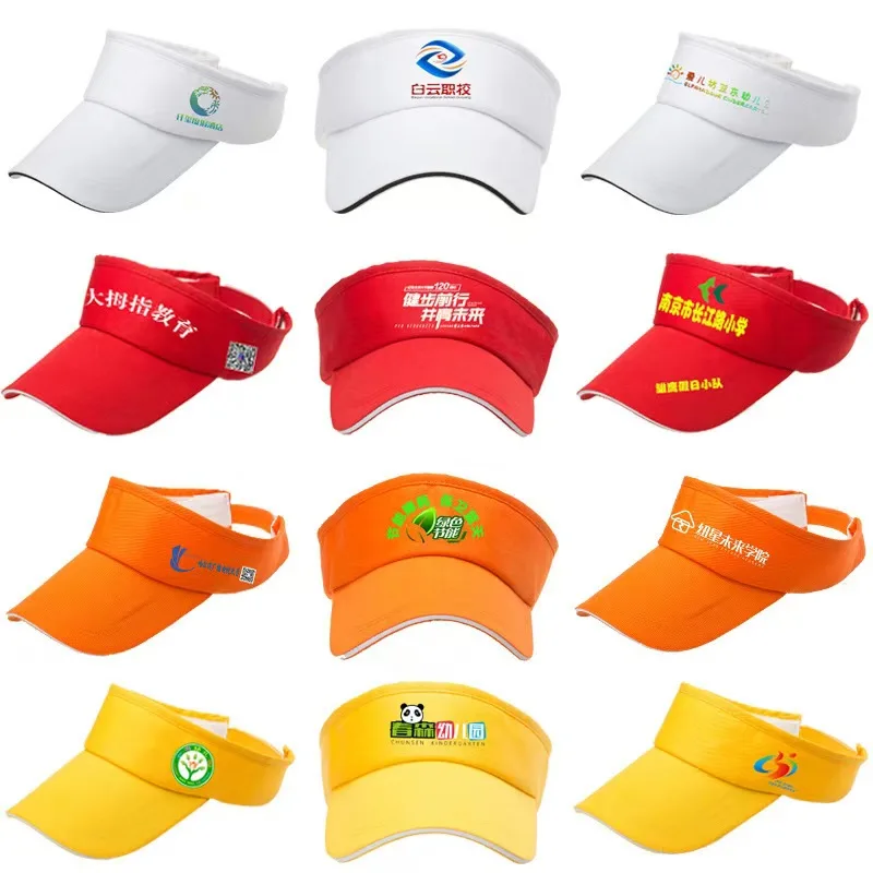 Custom Logo Cotton/Polyester Sun Visor Hat Buckle Closure | Breathable Outdoor Sports Cap Wide Brim UV Protection Promotional preview 6
