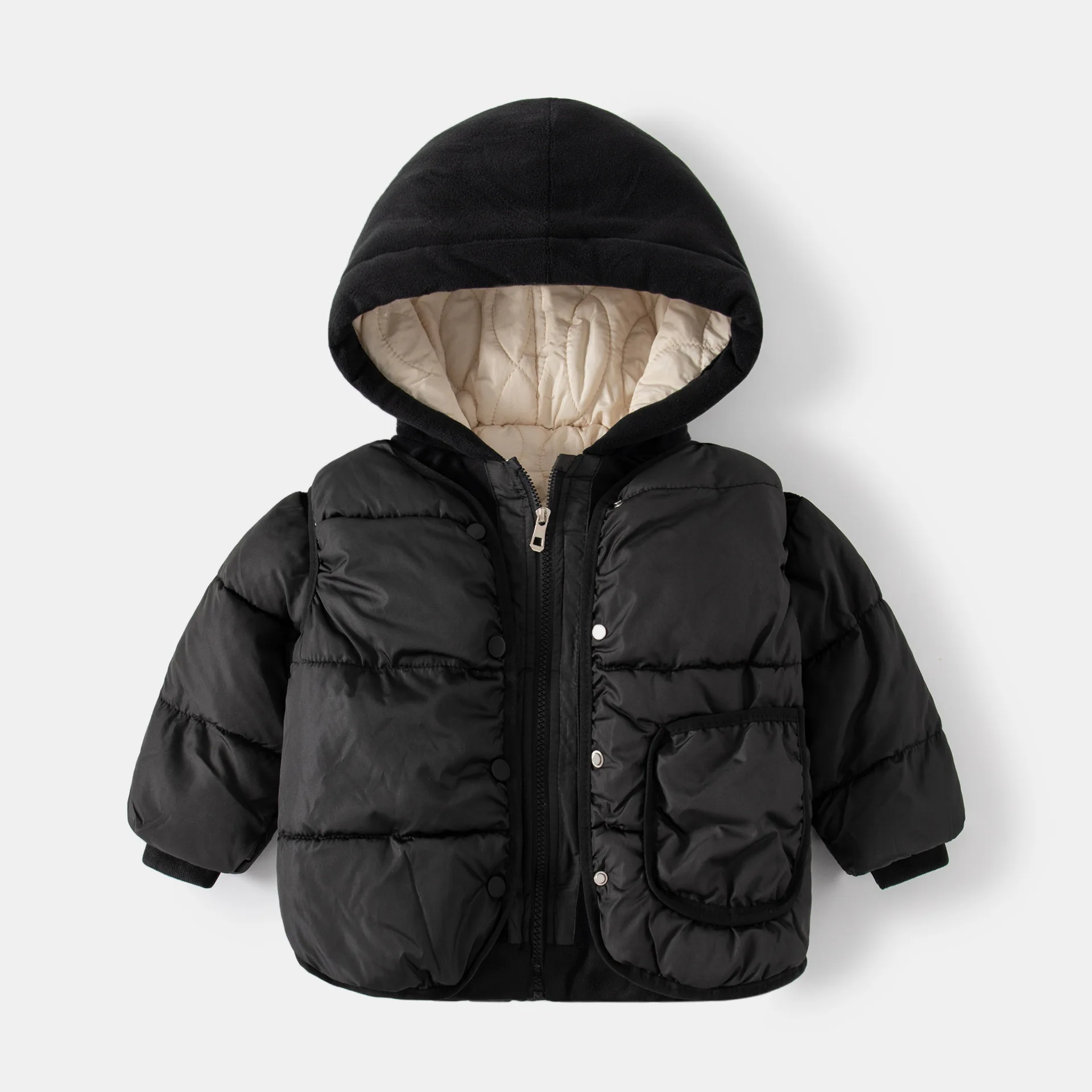 New Children's Cotton Jacket Two-piece Set for Boys' Winter Vest+ Coat