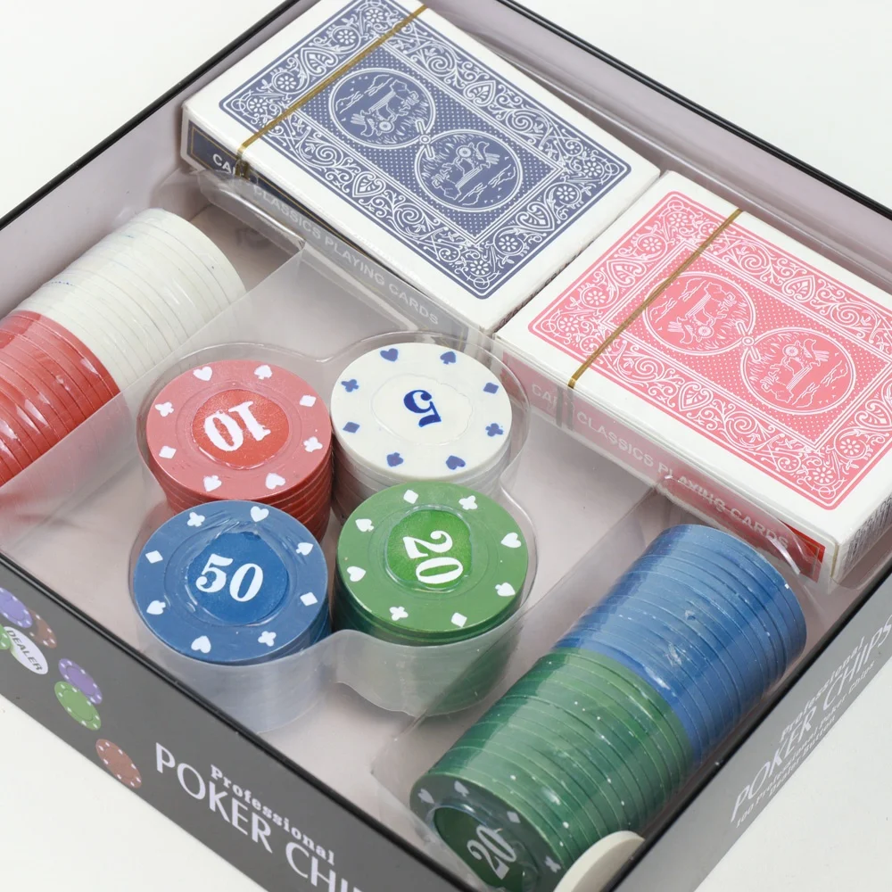 Wholesale Tin Box 100 4g pp Blackjack Poker Chips Set with 1 Dealer Chip 2  Decks Cards Custom logo for Casino Blackjaket Game, image size:1000x1000