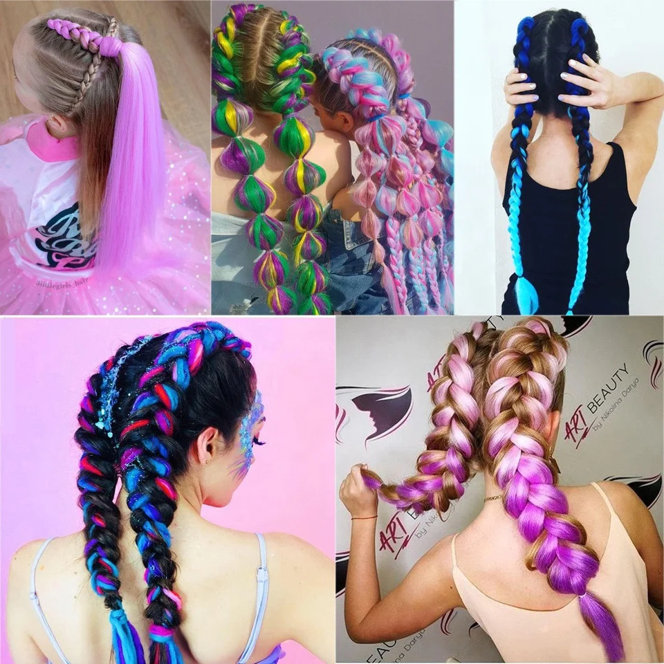 Канекалон для волос прически фото Wholesale Hair Extension High Quality Braiding Hair Raw Material Ombre Jumbo Bra