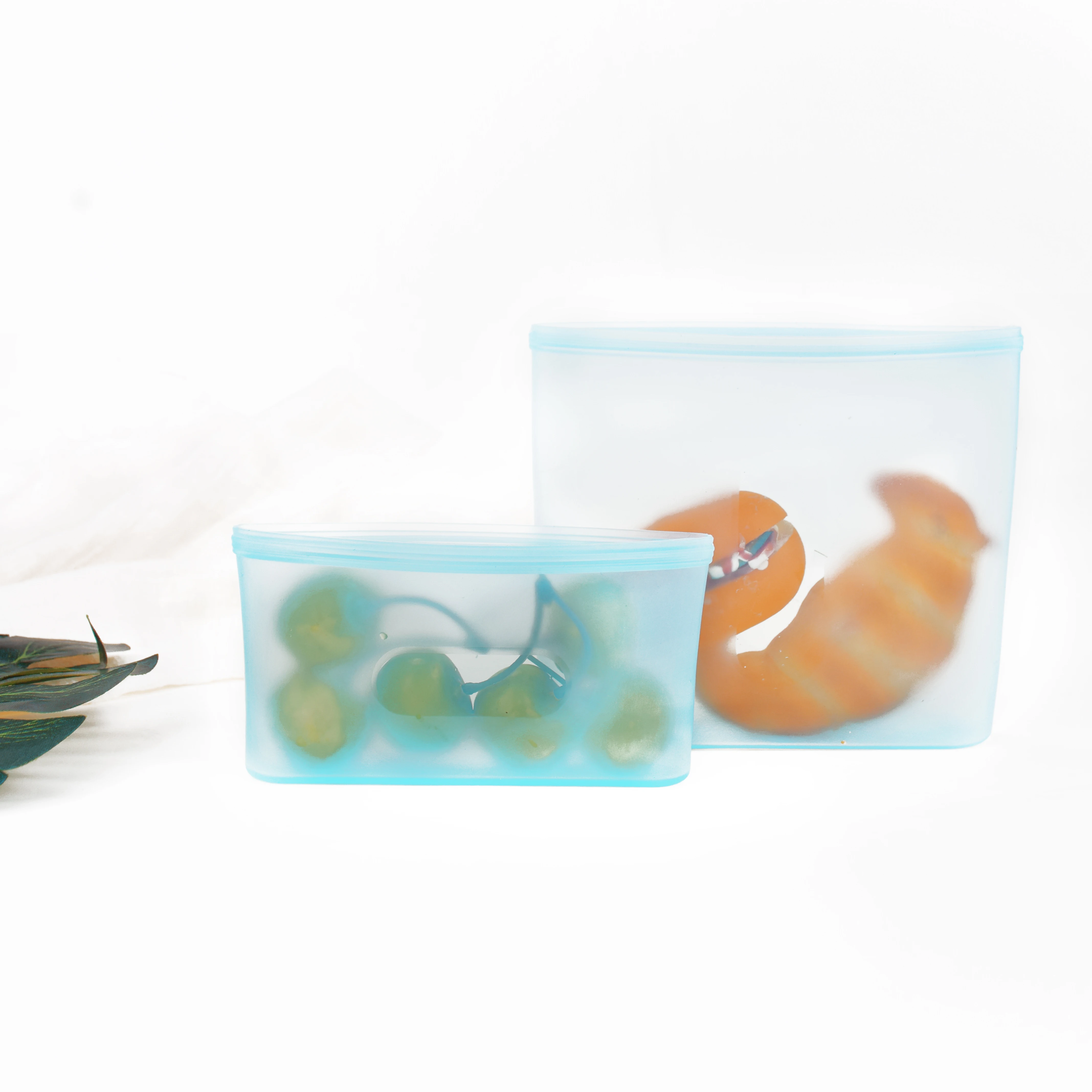 8 Pack Recyclable Biodergadable Fresh Sealed Zip Freezer Leakproof Zipper Stand up Reusable Platinum Silicone Food Storage