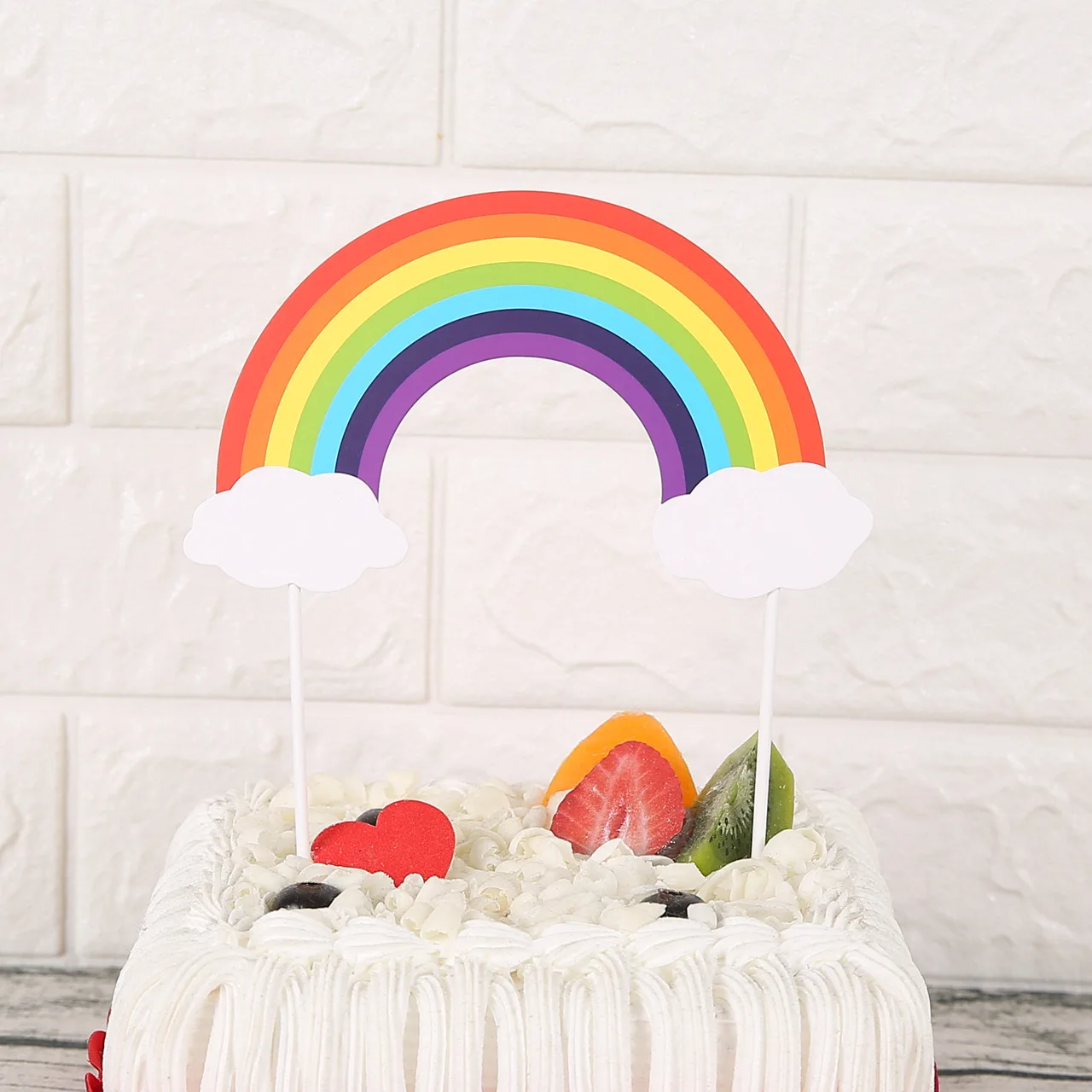 New Customize Birthday Party Creative Cake Dress up Cartoon Colorful Card Rainbow Cake Decoration Topper