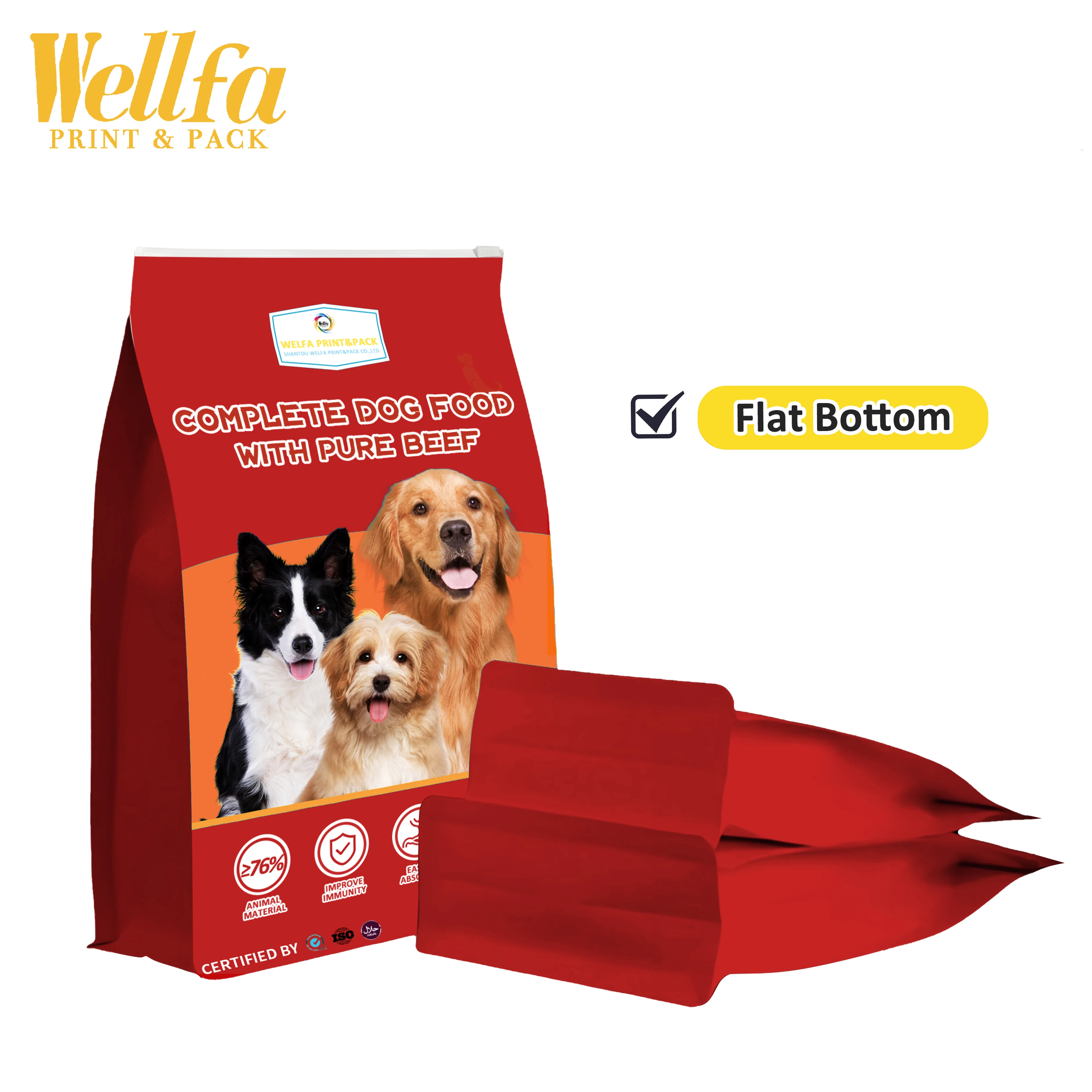 Custom Printed Side Gusset Resealable Zipper Eightside Sealing Cat Pet Food Pouch Aluminum Foil