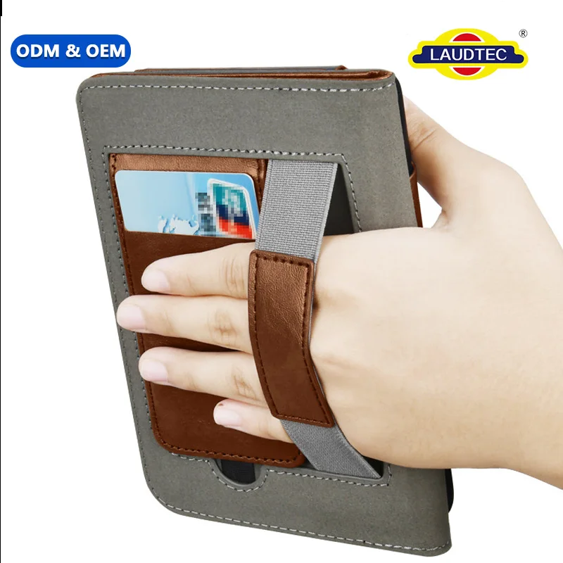 Coque pour liseuse E Reader Kobo Clara (série 6 pouces), étui en cuir magnétique avec fonction de mise en veille/réveil automatique, support intégré repliable et dragonne pour la main