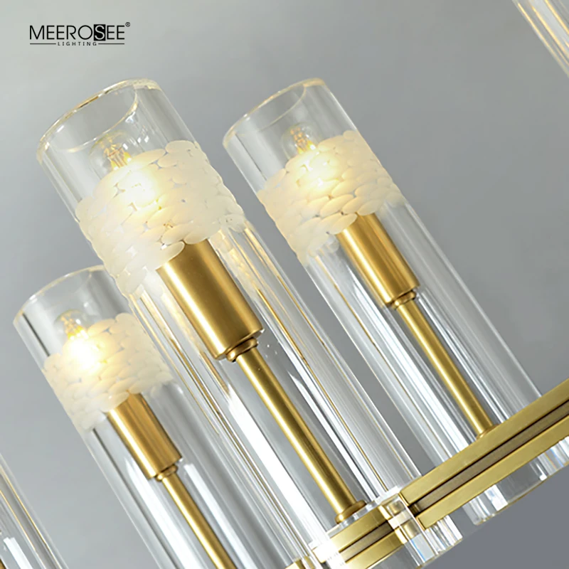 MEEROSEE Rectangular Chandelieron With Column for Dining Room Light Fixture Restaurant Bar Home Decor Light MD86804