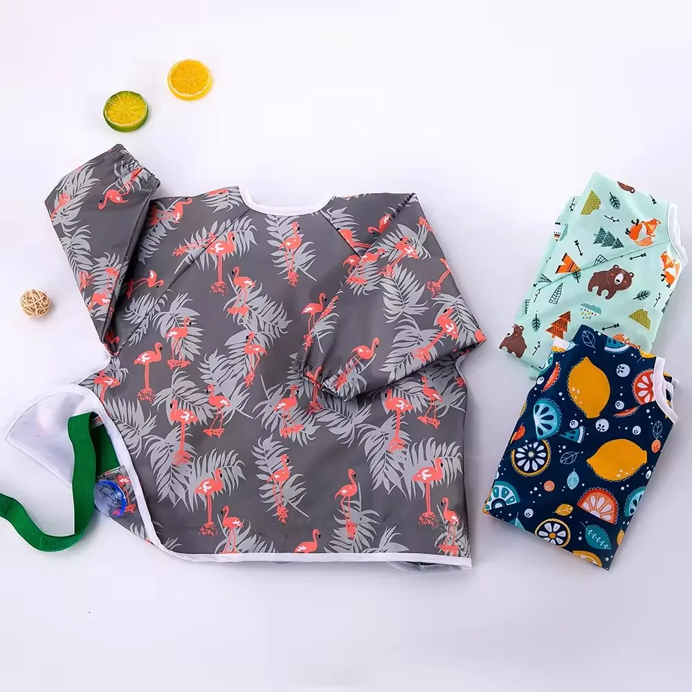 PUL Bibs Set for Boys or Girls | Unisex 10 Pack Feeding, Teething, Drooling Hello Sunshine Long Sleeve Bibs factory