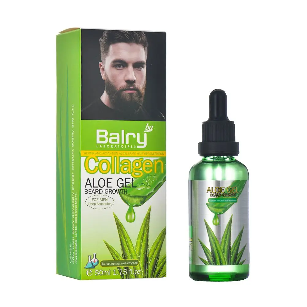 50ML Balry Aloe Vera Beard Oil Hot Sell Private Brand Natural Promote Beard  Growth Men Beard Repair Essential Oil
