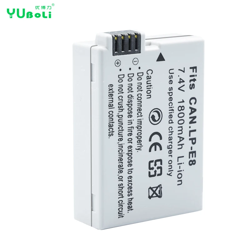 1800mAh Popular Camera Battery LP-E8 for Canon EOS 550D 600D 650D 700D EOS Kiss X4 X5 X6i Rechargeable Lithium-ion Battery