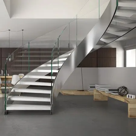 US Australian Standards Villa Interior Staircase Steel Stair Decorative Design Modern Indoor Arc Curved Stairs