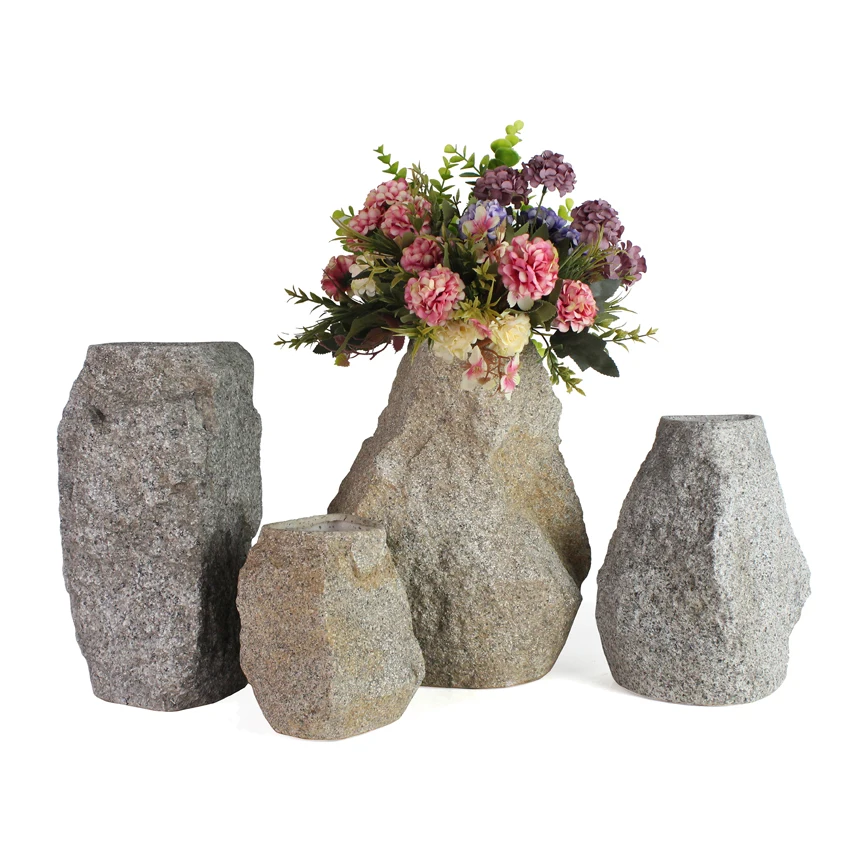 Wholesale Hand Painting home Decor European Stone-looking Flower Vase Pot For Home Decor manufacture