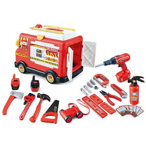 33pcs Fire Truck Toy Sound and Light 33pcs Plastic Hand Tool Kit