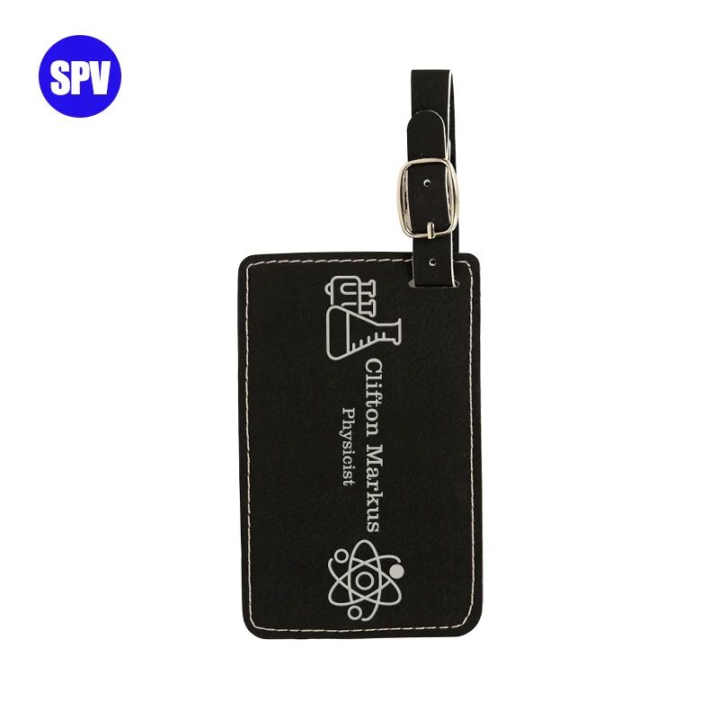 Black Laser to Silver Logo Laserable Leatherette Blanks Leather Luggage Tag