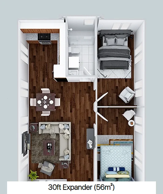 40FT Expandable 40Ft Mobile Home Caravan 2-4 Bedroom Portable Houses for Office or Outdoor Use Modern Container House Design