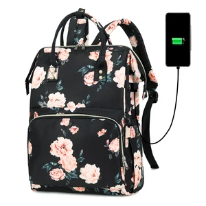 Custom Print USB Fashion School Travel Ladies Women Laptop Bag Backpack