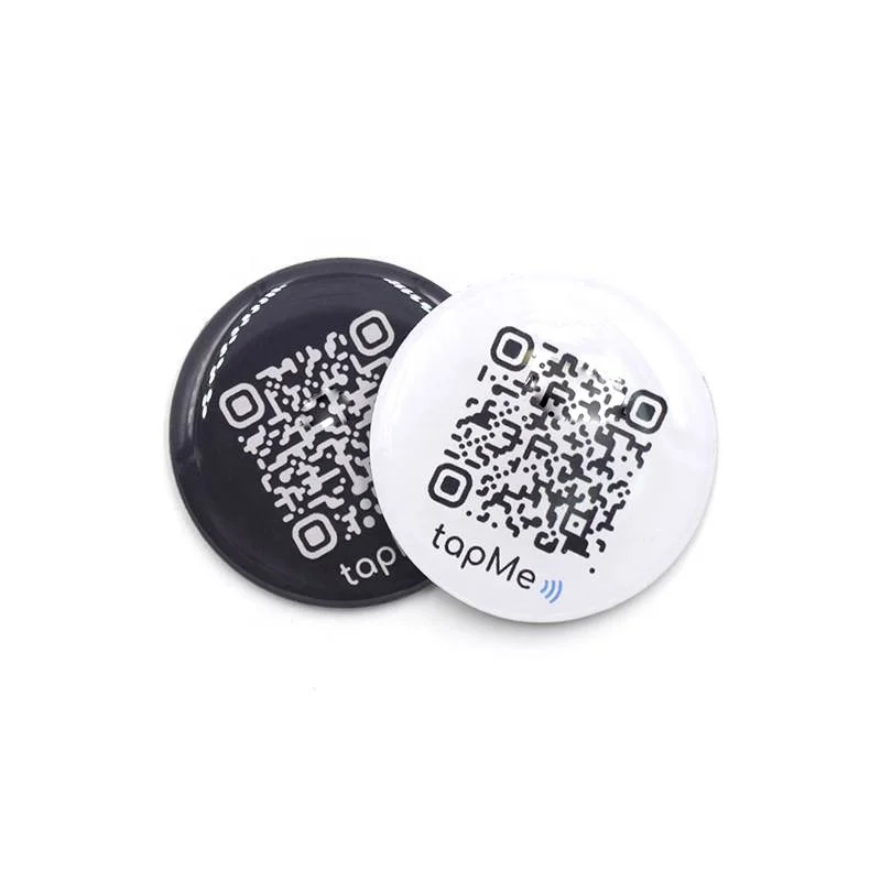 Custom Qr Code Epoxy Nfc Tag Sticker Payment 13.56MHZ Programable Chip PVC Coin Mini Small Label RFID Nfc Qr Code Stickers