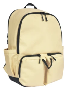 600D Yellow Backpack, Front Zipper Pockets & Webbing, Separate Laptop Compartment for Daily Use