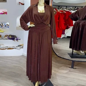 GX1117 Fashion 2026 Good Quality Women's Fall Clothing Boutique Deep V Neck Long Sleeve Party Dress Elegant Evening Maxi Dresses