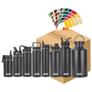 Customizable Logo 18/8 Stainless Steel Insulated Vacuum Flask Bottle Portable Leakproof Lid Gym Sports Design for Outdoor Gift