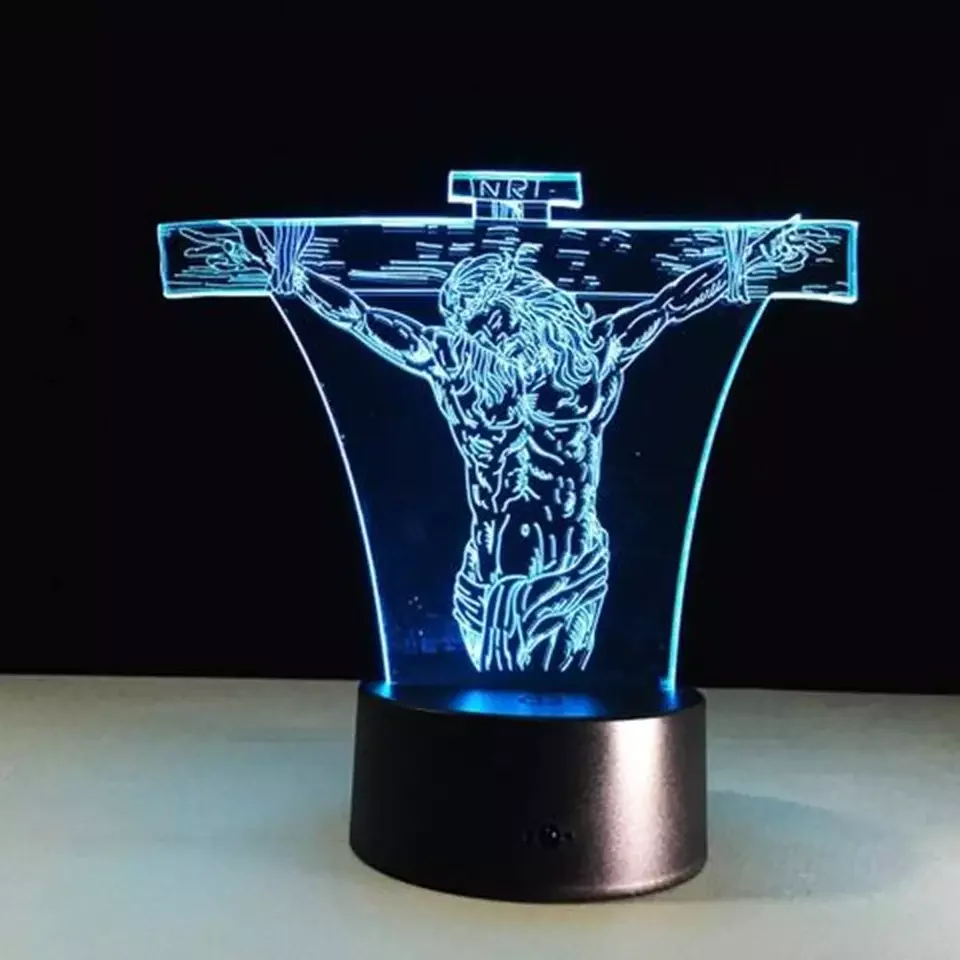 Gesù Croce Luce Notturna, Croce Lampada 3D LED con Telecomando + Touch 16 Variazioni di Colore + Timer, Regali Comunione Maschio per Ragazza Ragazzo
