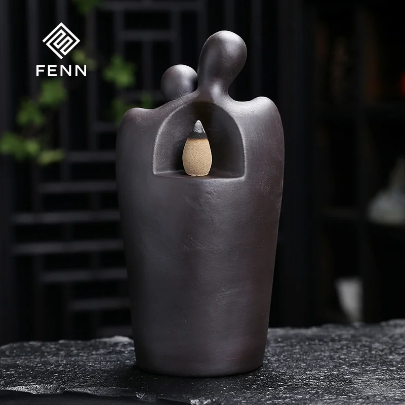 FENN Artistic Gift Unique Waterfall Incense Burner Couple Ceramic Backflow Incense Burner Waterfall For Home Yoga Spa Meditation