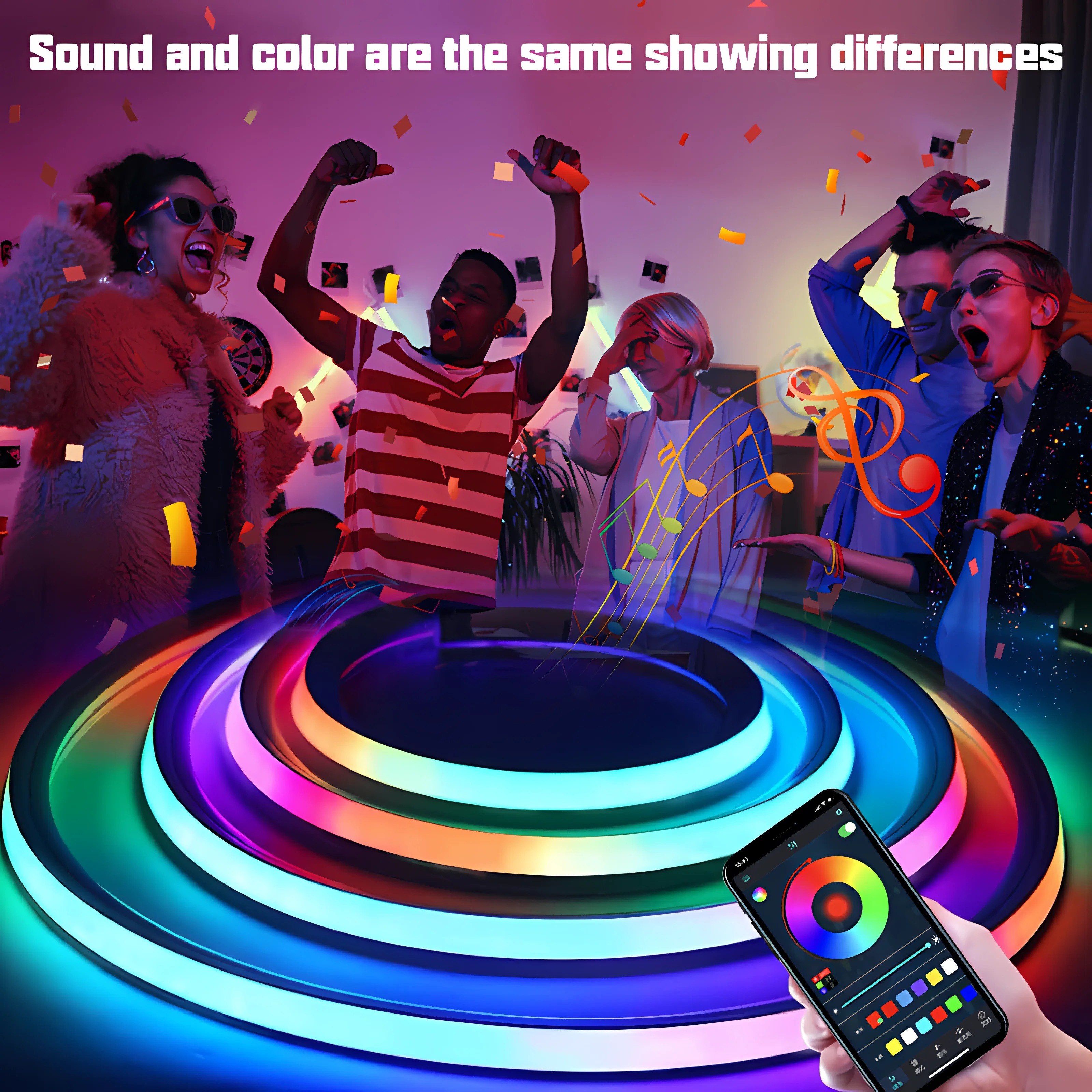 Led Neon Strip Light 5M Smart Led BT App Rgb Color Changing Flexible Rope Lights Waterproof Flexible Light Strip