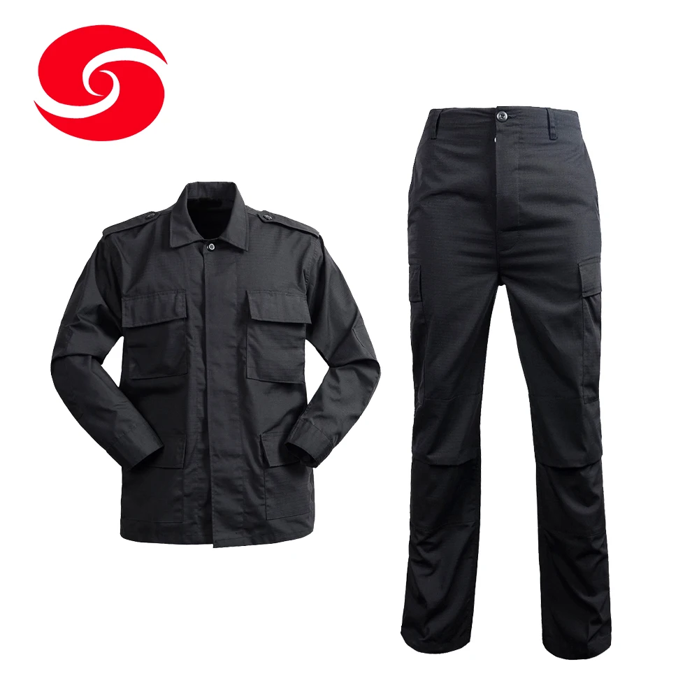 Embroidery Logo Angolan Black Security Patrol Tactical Gear BDU Uniform