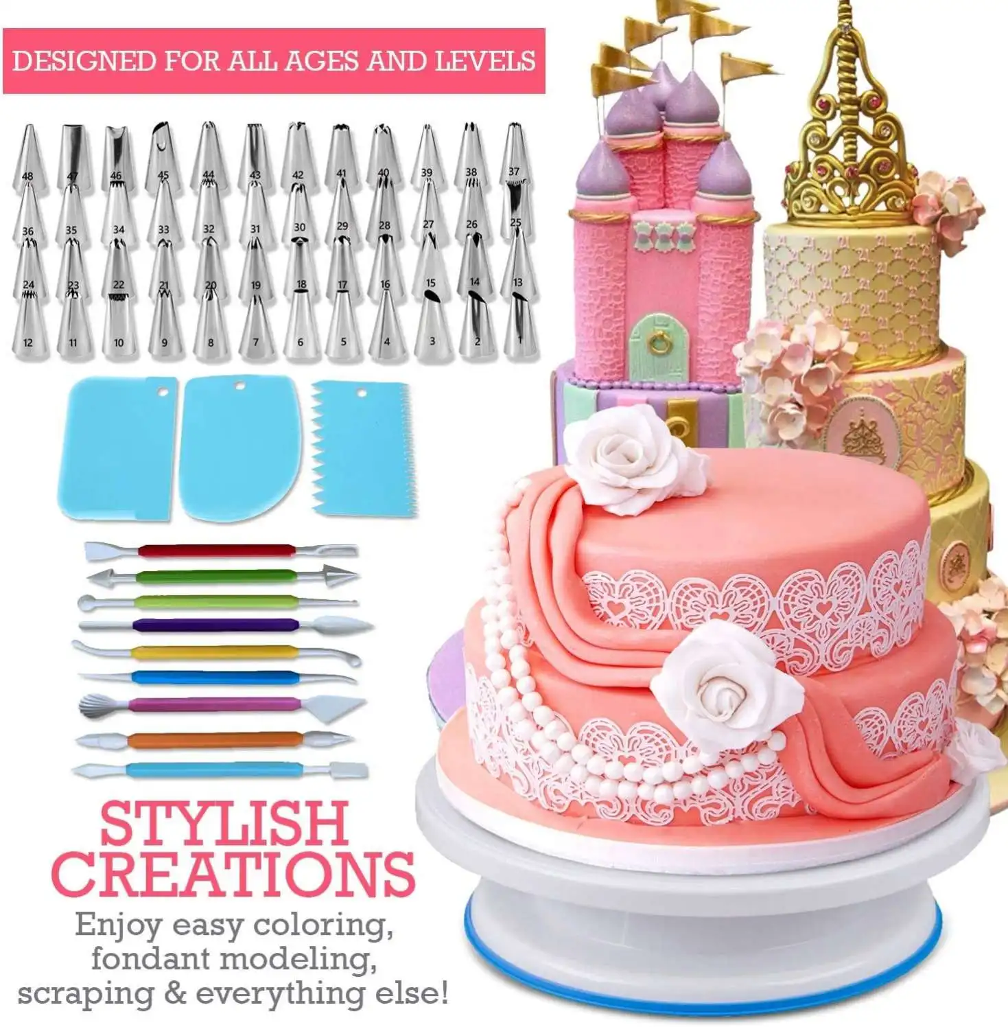 Ensemble 33 Pièces Outils Fondant & Décoration De Gâteaux – Moules Fleurs & Empreintes Pour Pâtisserie & Anniversaire Pate A Sucre Blanc Ensemble 33 Pièces Outils Fondant & Décoration De Gâteaux – Moules Fleurs & Empreintes Pour Pâtisserie & Anniversaire Pate A Sucre Blanc