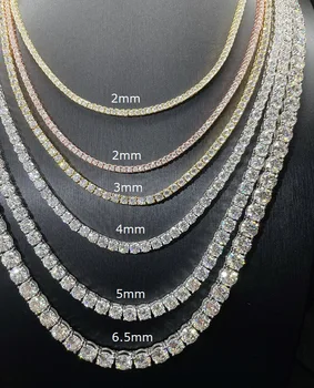 wholesale men women ice gold plated S925 sterling silver tennis hiphop necklace jewelry vvs diamond mossanite moissanite chain