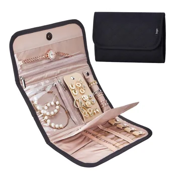 Foldable Jewelry Travel Organizer Case Transparent Jewelry Storage Roll Ring Binder Jewelry Bags Clear Booklet Zipper Pouch