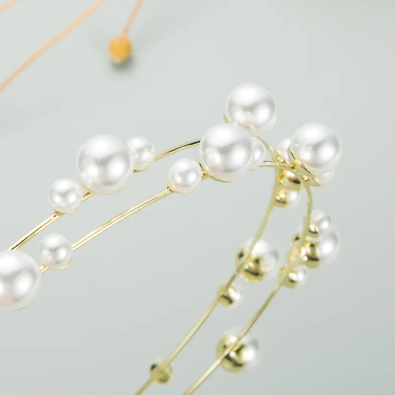 2021 Girl Hair Accessories Bridal Pearl Hairbands New Fashion Jewelry Big Headband Hoop