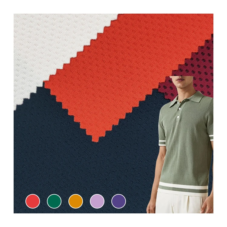 Solid Knitted Birds Eye Material Polyester Fabric , Breathable 100% Polyester Eyelet Fabric for Sportswear/