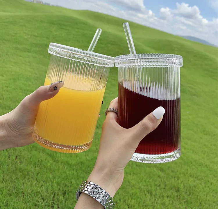 Wholesale Heavy Base 590ml Clear Ribbed Iced Coffee Beer Water Cocktail  Juice Drinking Glass Mug with Lid and Straw - China Glass Cups and Glass Cup  price