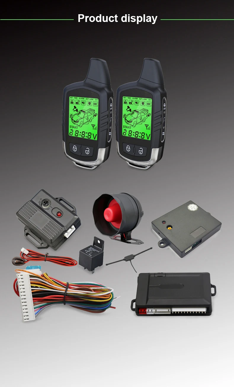 NTO 2 Way Touch Sensitive Dynamic Remote Display Two Way Car Alarm Security System Manual Parts and Accessories for Car