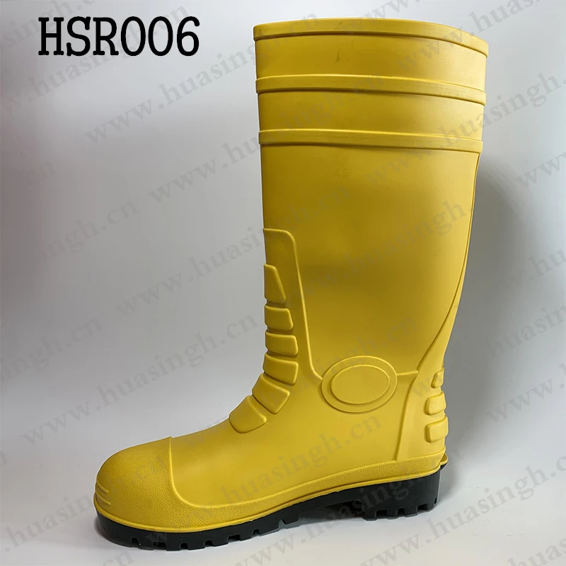 LXG, Yellow Color PVC Material Durable Safety Rain Boots Heavy Industry Steel Toe Cheap Gumboots HSR006