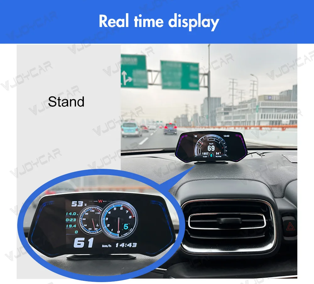 Newest Car Hud OBD GPS Heads Up Display 3 in one TAC02 Door Status RPM Speed Monitoring Car Inclinometer