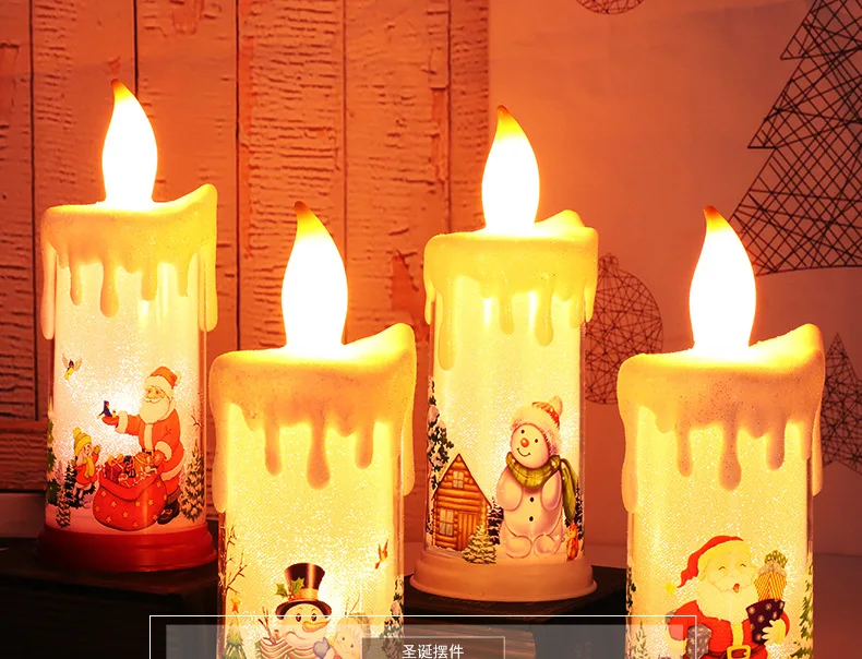 YY42 Led Simulation Flame Candle Santa Claus Snowman Decoration Night Light Christmas Decoration Candle Lights