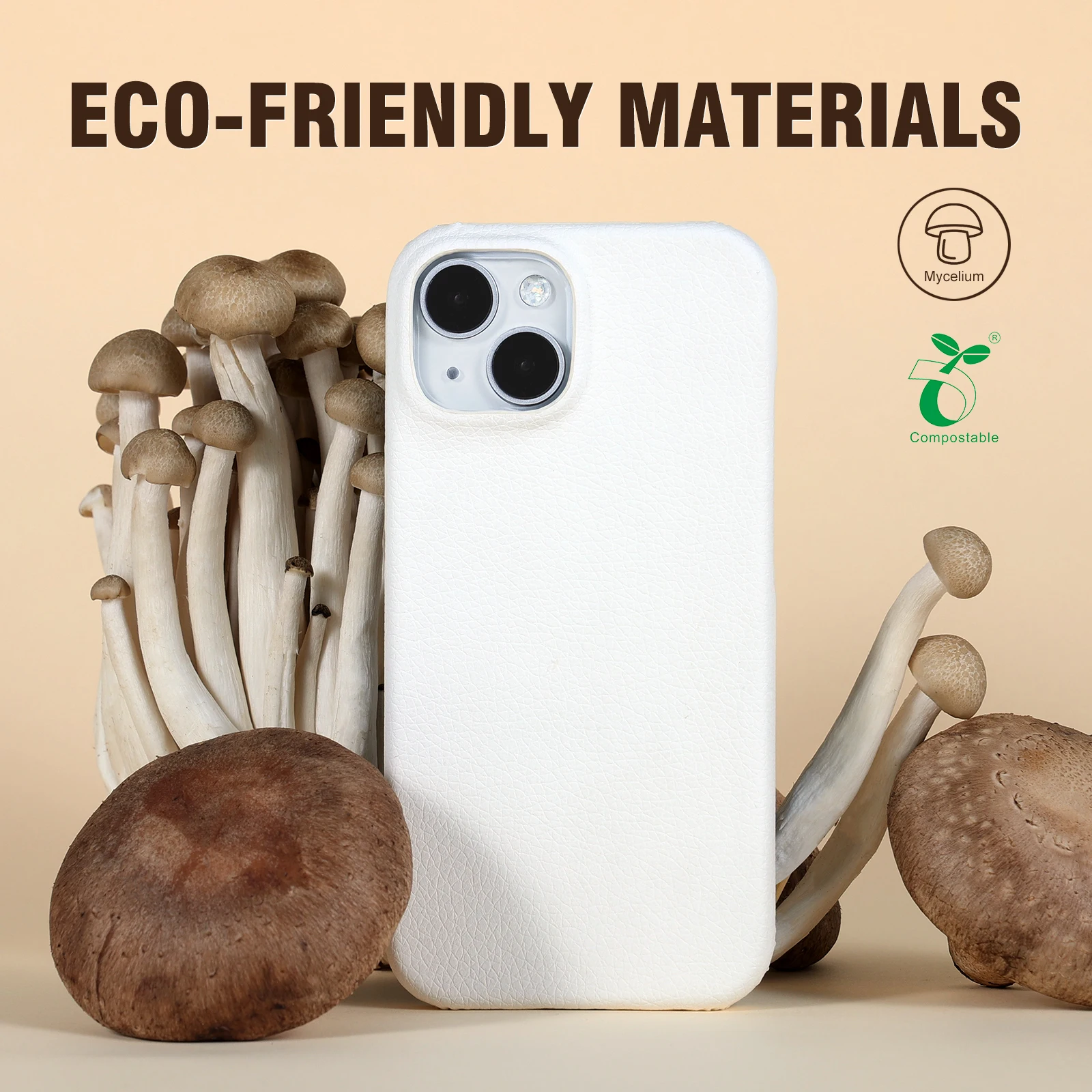 Degradable Sustainable Compostable Natural Antibacterial Mycelium Eco Friendly iPhone Phone Case for Iphone 15 Pro Max Cases