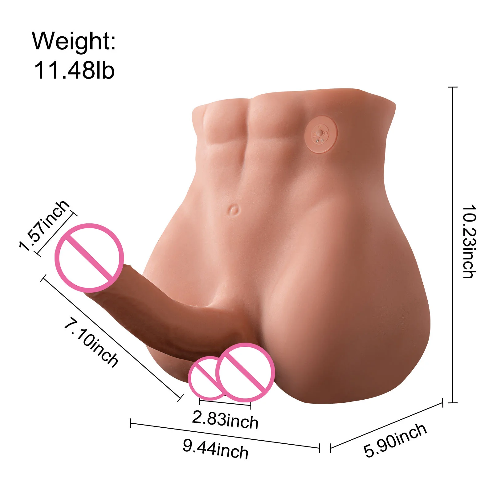 thrusting dildo torso Kyle-9.03LB Male Sex Torso With 6.69″ Thrusting & Vibrating Dildo main image 1