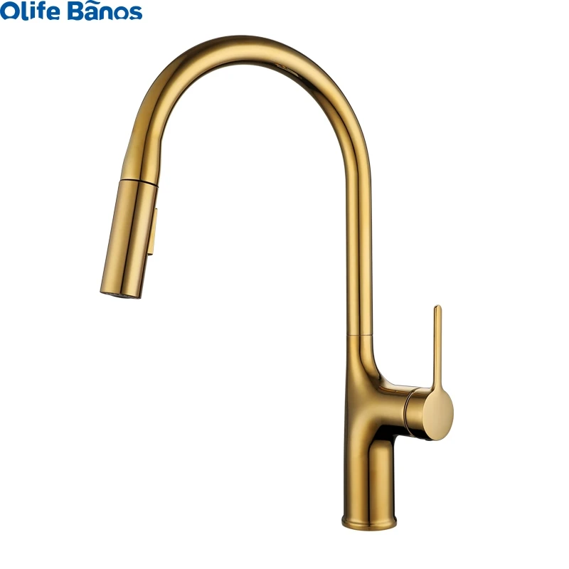 product rose gold black  sink  faucets commercial 304 sus pull down sprayer spring kitchen faucet sink tap-25