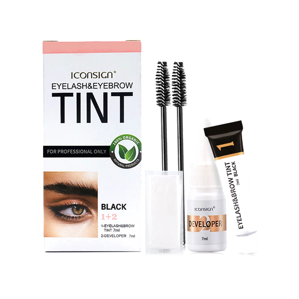 Private Label Henna Professional Eyelash Brow Dye Hybrid Tint Vegan Long Lasting Tattoo Eyebrow Eye Lash Tint Dye Custom Kit Set