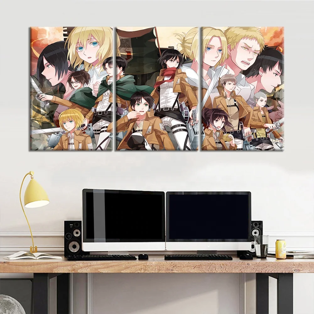 3panels Anime Characters Collection Attack On Titan Poster Eren Levi Canvas Wall Painting Wall Art Room Decor Aesthetic Buy Eren Levi Canvas Attack On Titan Poster Wall Painting Product On Alibaba Com