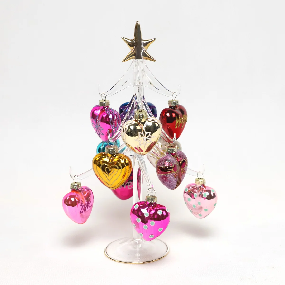 Fine glass ornaments interchangeable charms glass christmas tree stand decoration set for sale gift home decoration