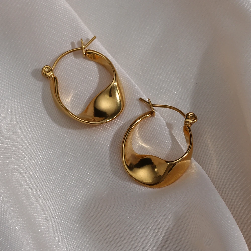 Drop Ship Irregular Hoop Earring 18k Gold Plated Stainless Steel Tarnish Free Wholesale Designer Inspired Earrings