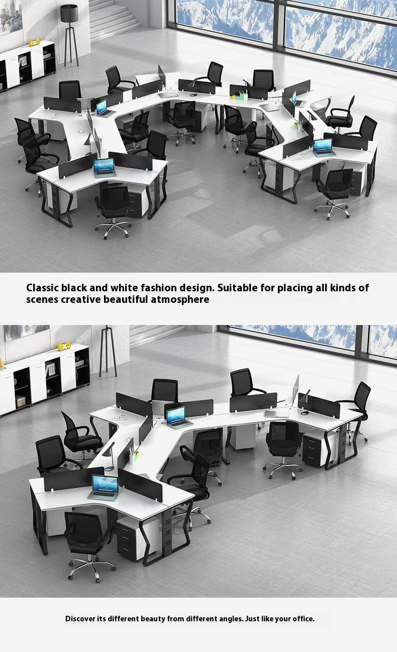 New Customizable Office Furniture Creative Staff Table Desk Office Modular Clerk Workstation 120 Degree L Simple Modern