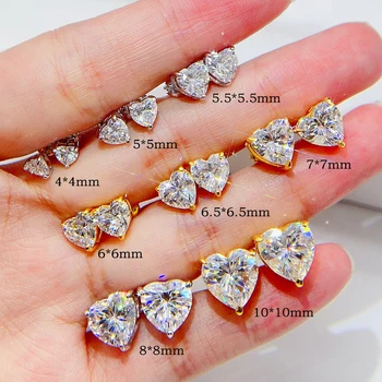 Wholesale price heart shape VVS moissanite diamond ear studs screw back stud earring for women stud earrings