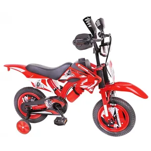 Durable Plastic 4-Wheel Children's Bicycle with Suspension Fork Motorcycle Style for Kids 2-7 Years