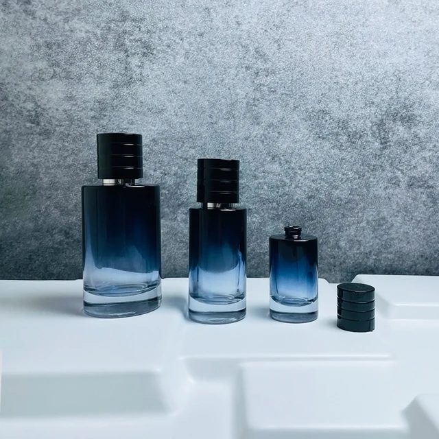 New Design 50Ml 100Ml Luxury Crimp Neck Spray Gradient Color Glass Perfume Empty Cylinder Bottle With Magnet Cap