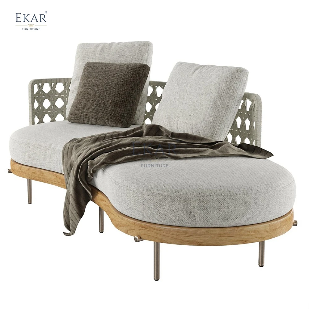 Outdoor leisure lounge chair combining wood and fabric-Outdoor furniture supplies-Balcony chairs details