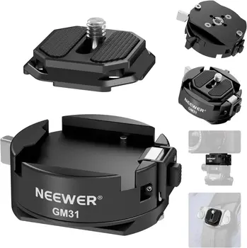 NEEWER GM31 Arca Type Quick Release Plate Kit, Quick Switch Auto Lock Square QR Camera Mount Plate, 1/4" 3/8" Thread for Tripod