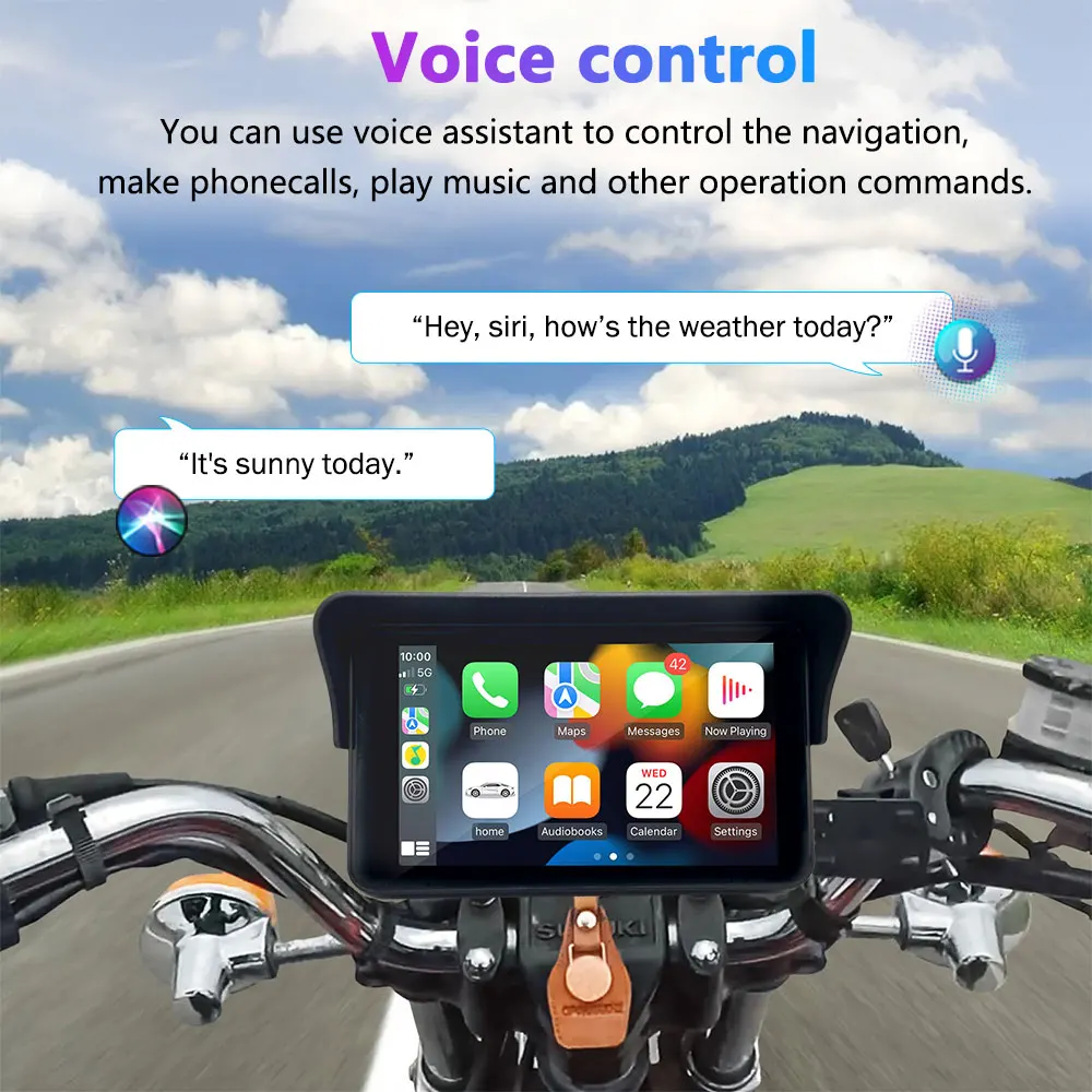 2025 Motorcycle GPS Navigation 7 Inch HD Touchscreen IPX7 Waterproof Wireless Carplay Android Auto Universal for Harley BMW